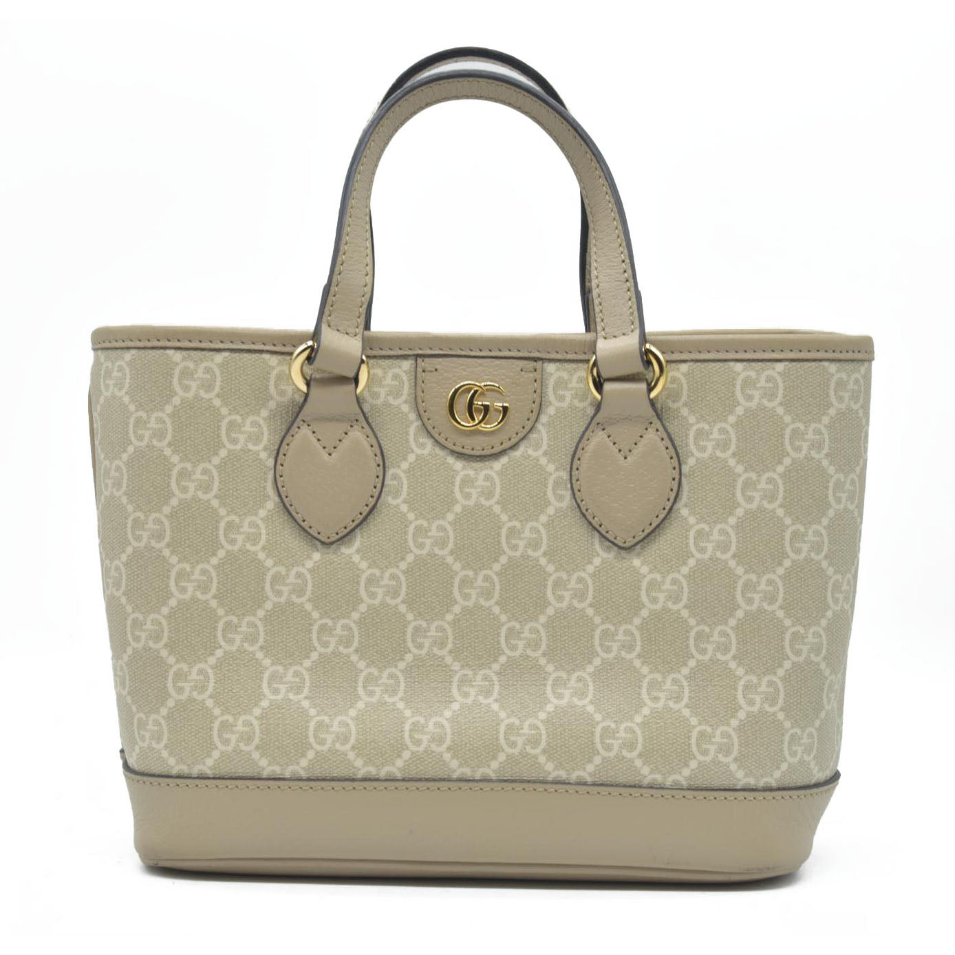 $1900 Gucci GG Supreme Monogram Textured Dollar Calfskin Mini Ophidia Shoulder Tote Bag Bag Beige Mystic White Oatmeal