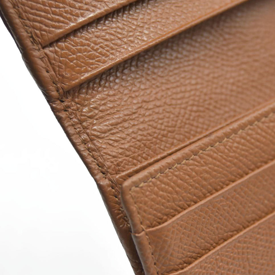 AUCTION $640 BVLGARI Classico Leather Long Bifold Wallet Brown