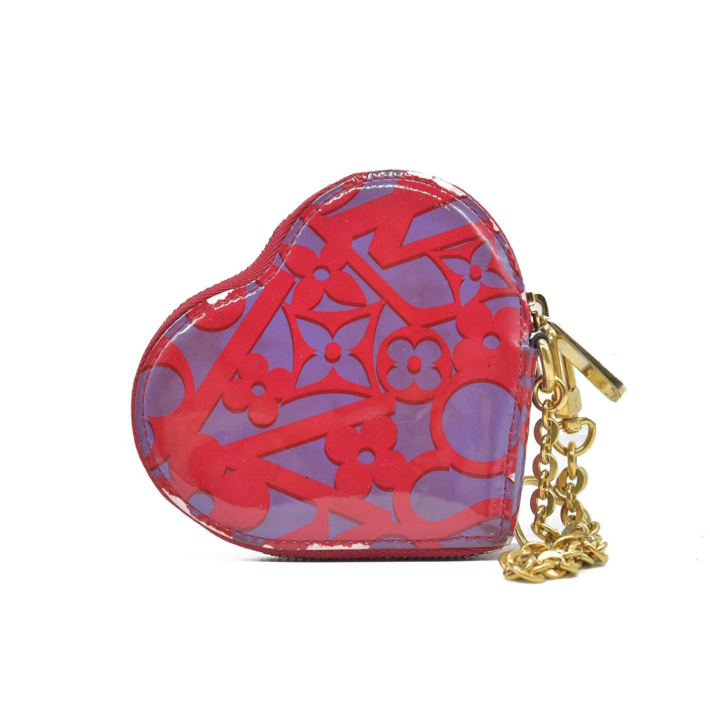 $575 Louis Vuitton Rose Indian Sweet Monogram Vernis Heart Coin Purse CONSIGNMENT