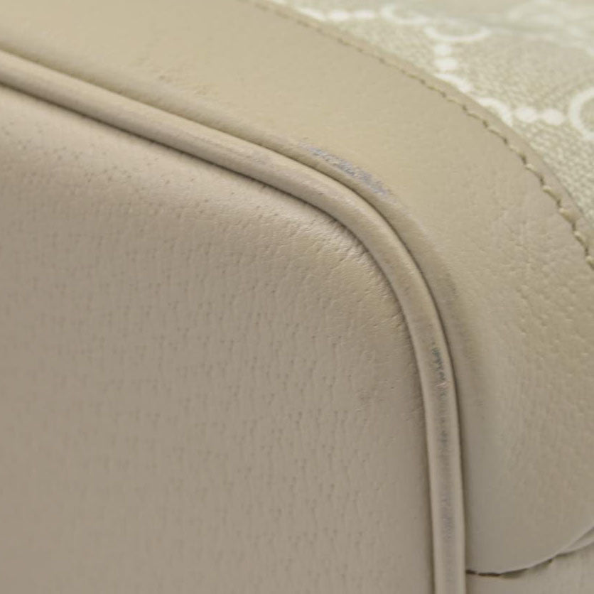 $1900 Gucci GG Supreme Monogram Textured Dollar Calfskin Mini Ophidia Shoulder Tote Bag Bag Beige Mystic White Oatmeal