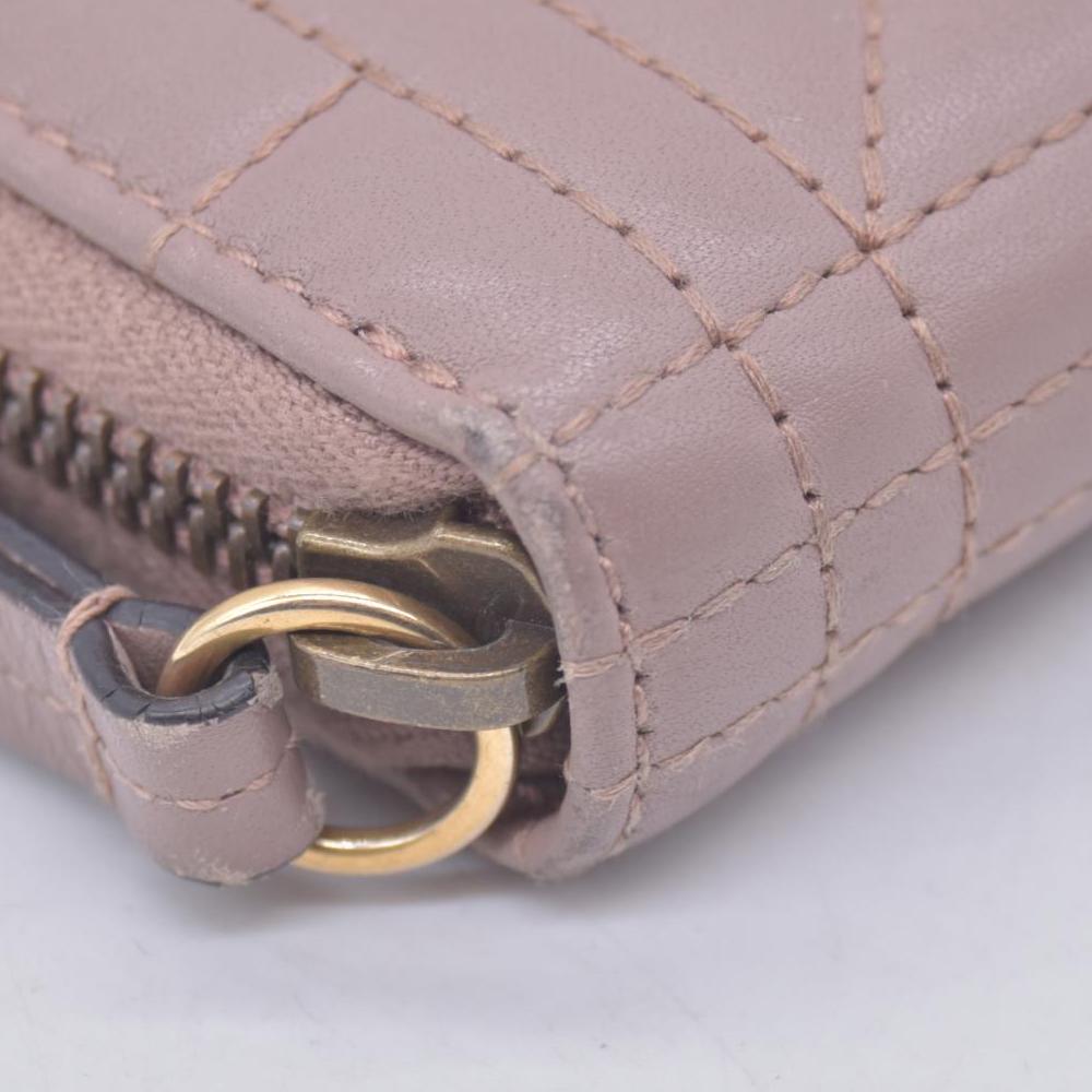 $820 GUCCI Quilted Nappa Faux Pearl GG Marmont Zip Around Wallet Taupe CONSIGNMENT 10021284