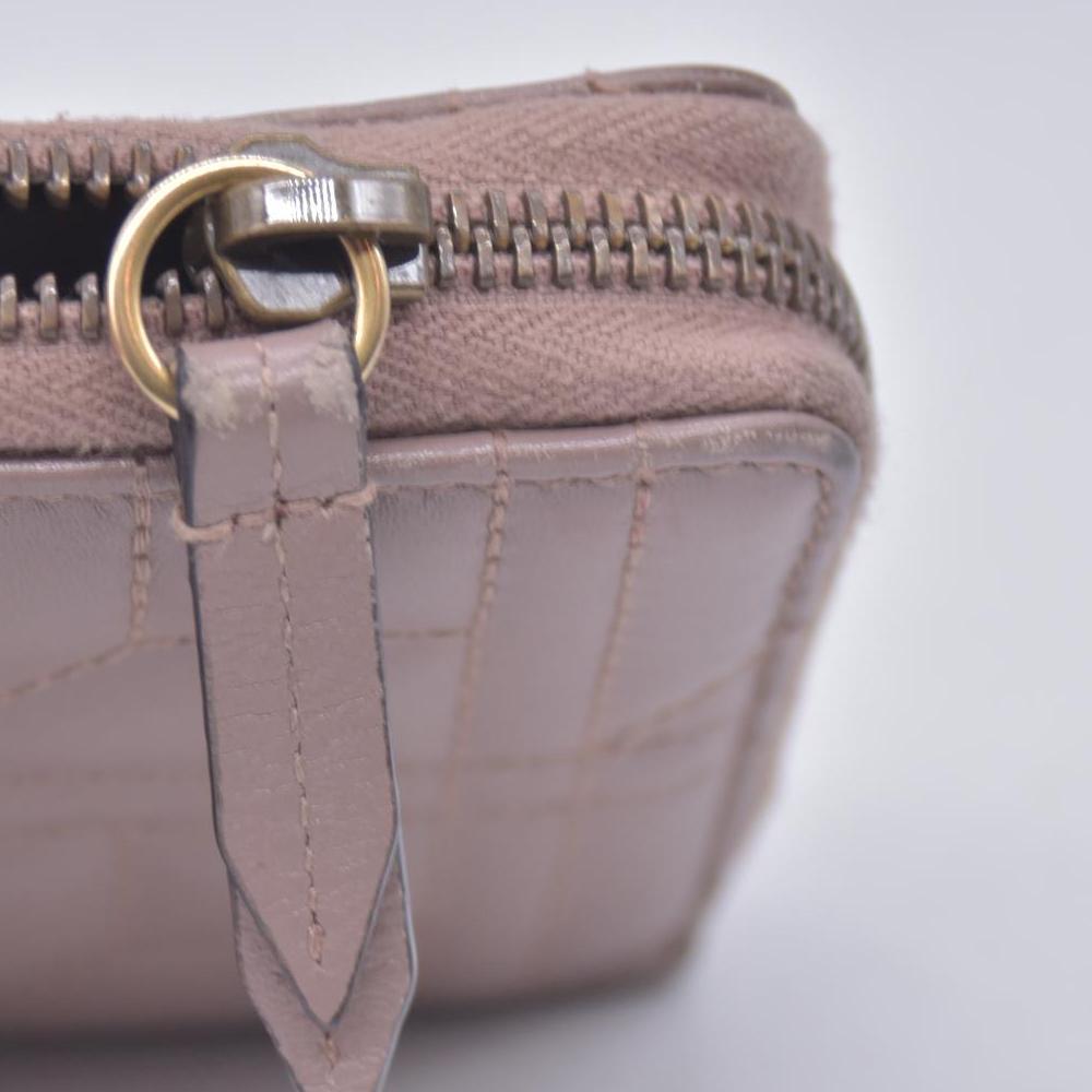 $820 GUCCI Quilted Nappa Faux Pearl GG Marmont Zip Around Wallet Taupe CONSIGNMENT 10021284