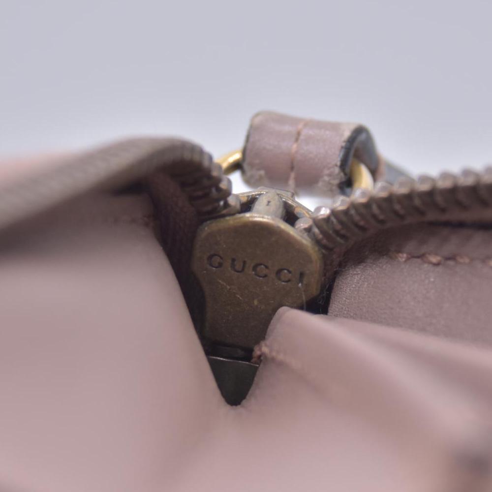 $820 GUCCI Quilted Nappa Faux Pearl GG Marmont Zip Around Wallet Taupe CONSIGNMENT 10021284