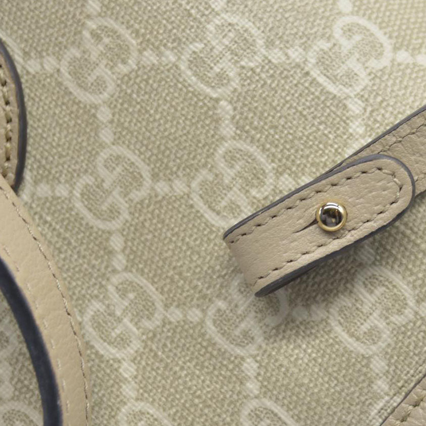 $1900 Gucci GG Supreme Monogram Textured Dollar Calfskin Mini Ophidia Shoulder Tote Bag Bag Beige Mystic White Oatmeal