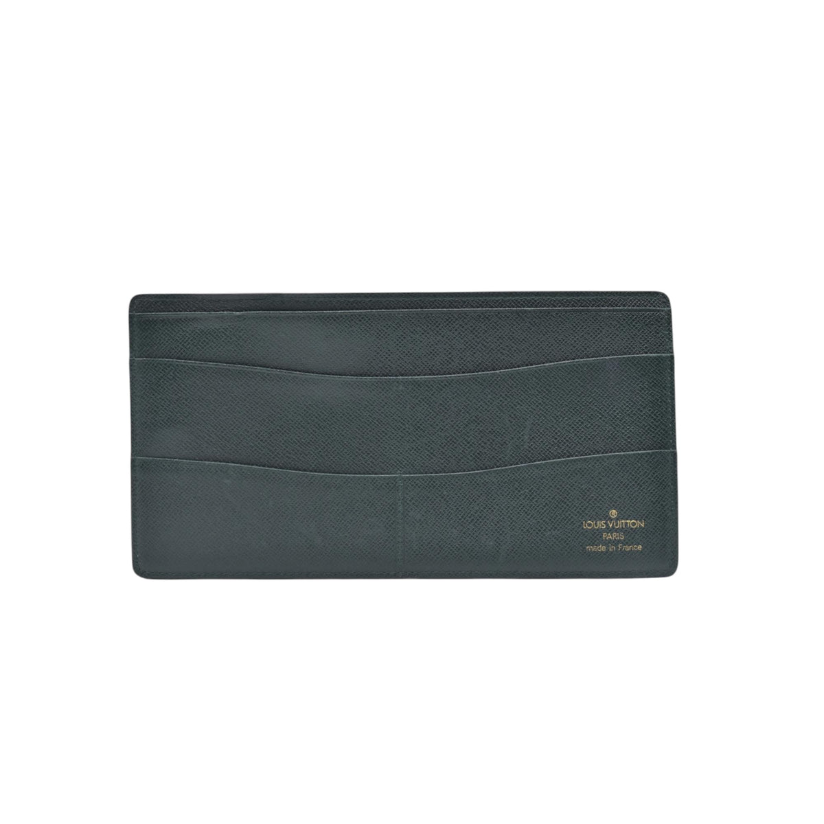 $630 1992 Louis Vuitton Monogram Green Taiga Card Holder Insert CONSIGNMENT MI0992 10021227