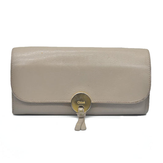 AUCTION $550 Chloe Indy Leather Long Bifold Wallet Purse Gray
