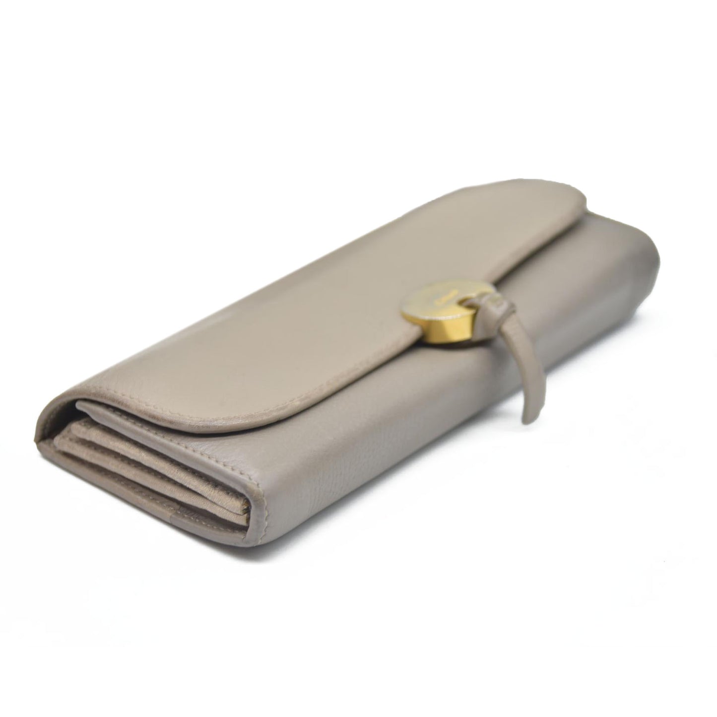 AUCTION $550 Chloe Indy Leather Long Bifold Wallet Purse Gray