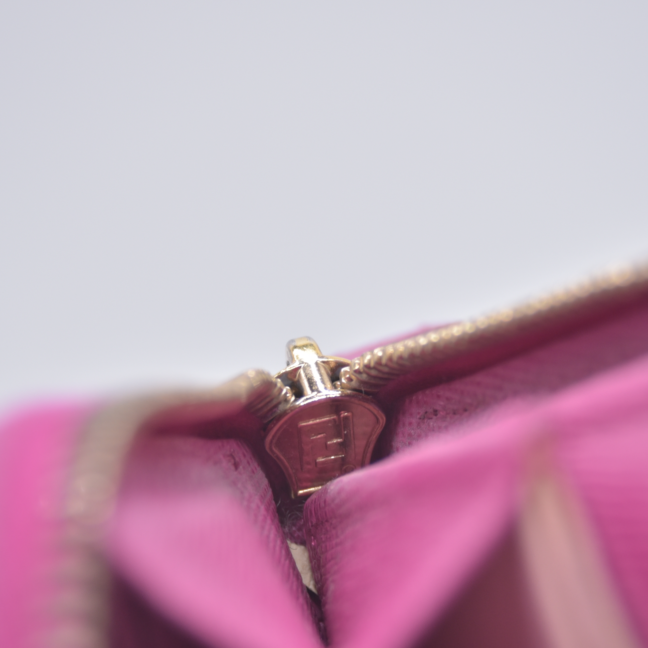 $930 Fendi Zucca Pink Monogram Zip Around Wallet CONSIGNMENT