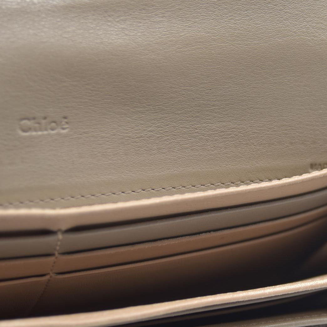 AUCTION $550 Chloe Indy Leather Long Bifold Wallet Purse Gray