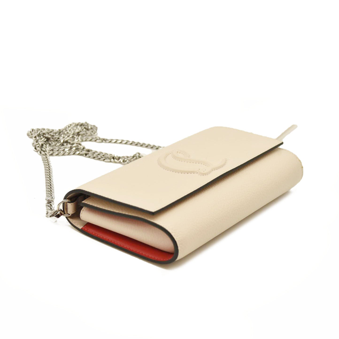 Christian Louboutin  Grained Calfskin By My Side Wallet On Chain Light Pink