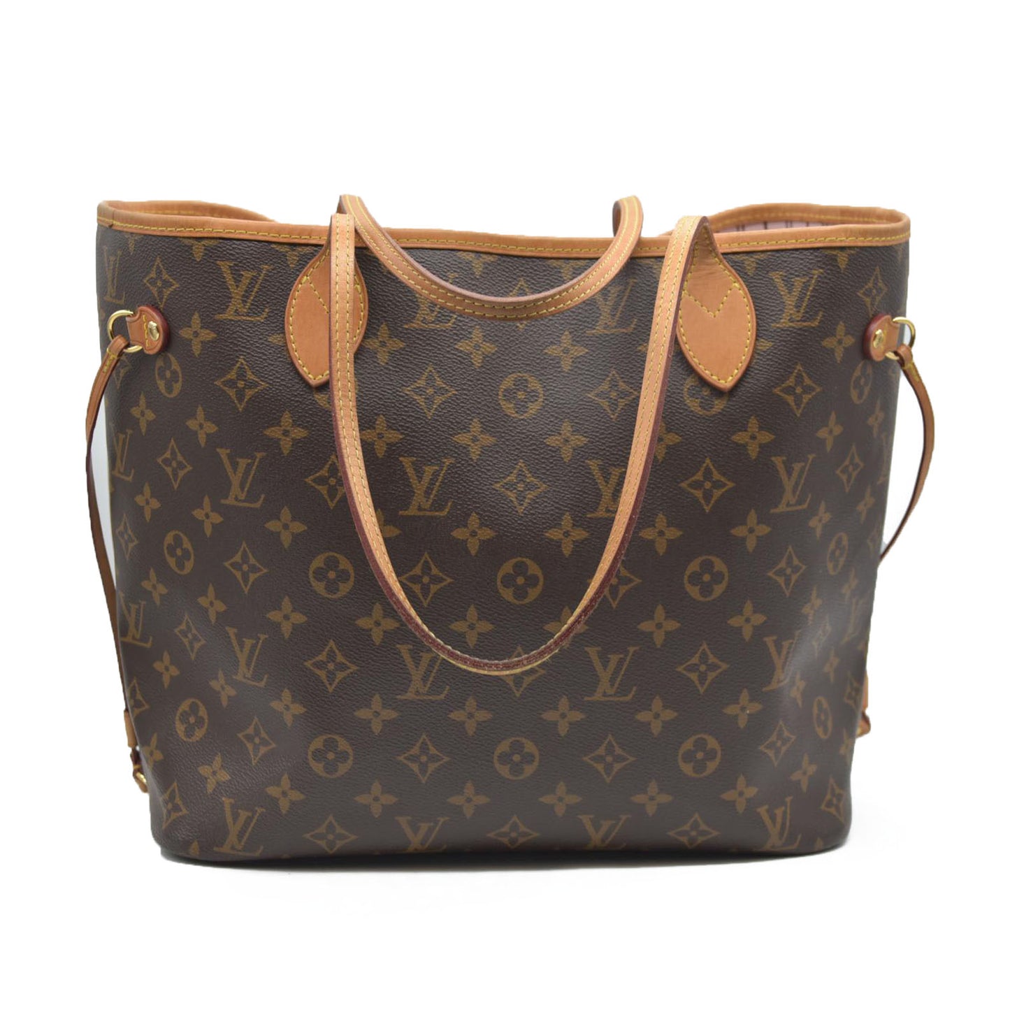 $2170 Louis Vuitton Neverfull MM Monogram Rose Ballerine
