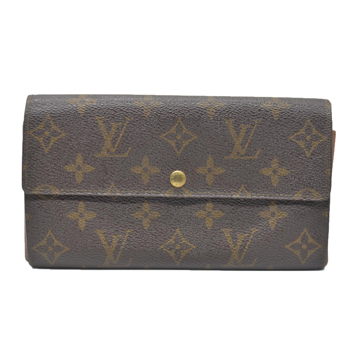 AUCTION $720 Louis Vuitton Monogram Portefeiulle Sarah Long Bifold Wallet Brown CA0934