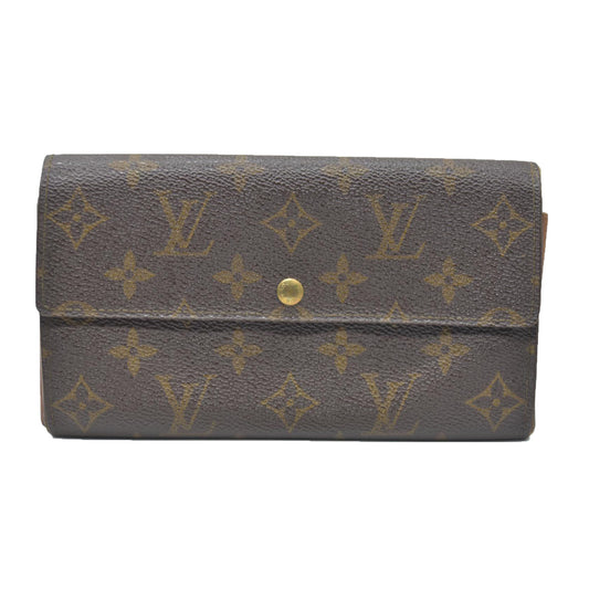 AUCTION $720 Louis Vuitton Monogram Portefeiulle Sarah Long Bifold Wallet Brown CA0934