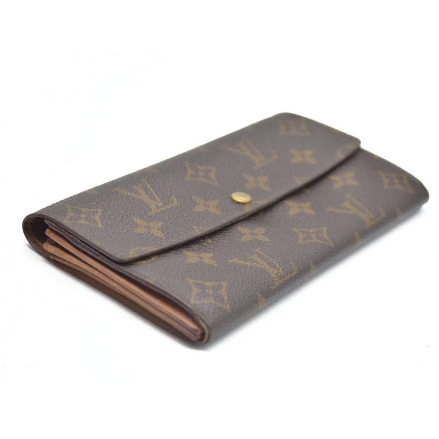 AUCTION $720 Louis Vuitton Monogram Portefeiulle Sarah Long Bifold Wallet Brown CA0934