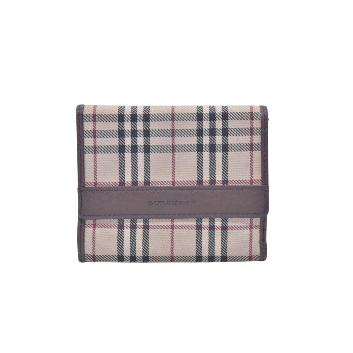 $395 Burberry House Check Medium Folding Wallet CONSIGNMENT 10021215