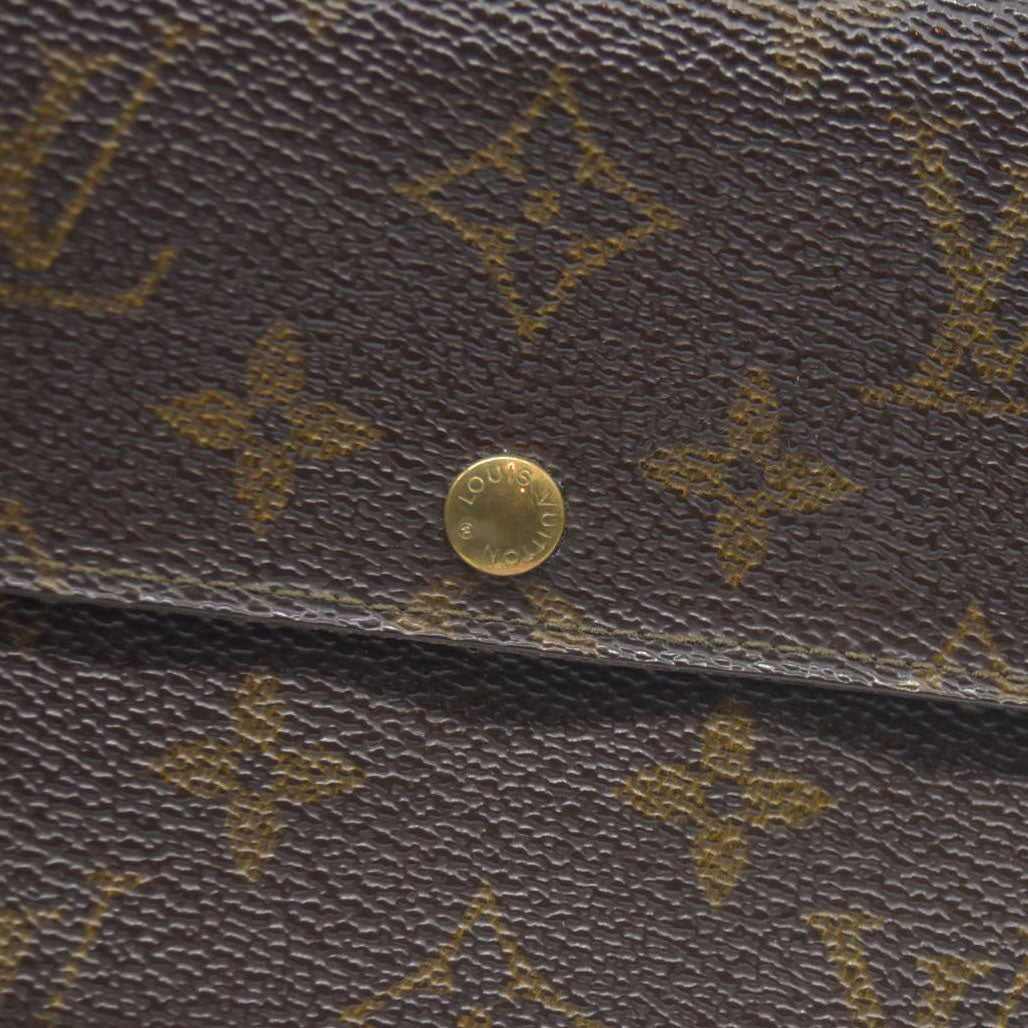 AUCTION $720 Louis Vuitton Monogram Portefeiulle Sarah Long Bifold Wallet Brown CA0934