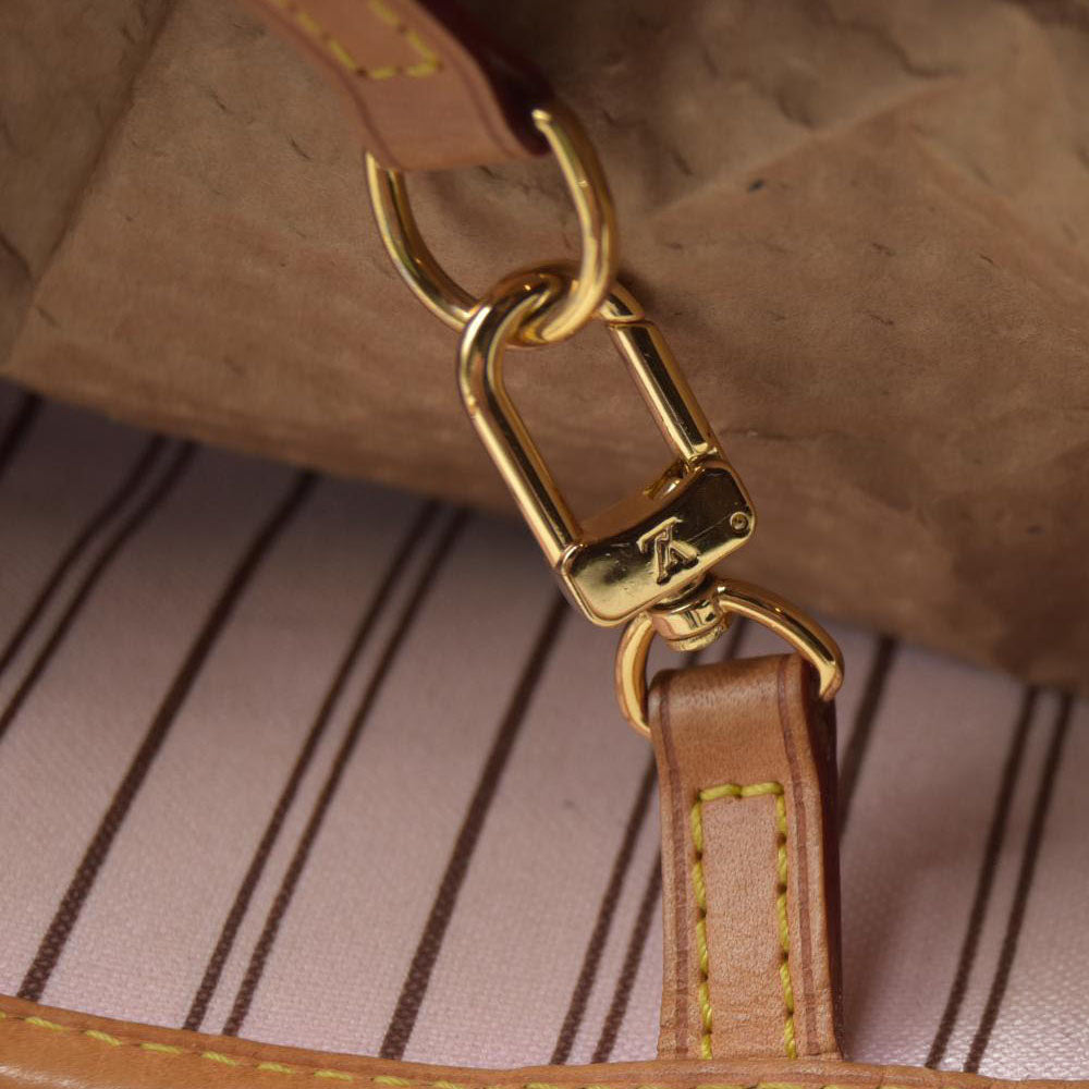 $2170 Louis Vuitton Neverfull MM Monogram Rose Ballerine