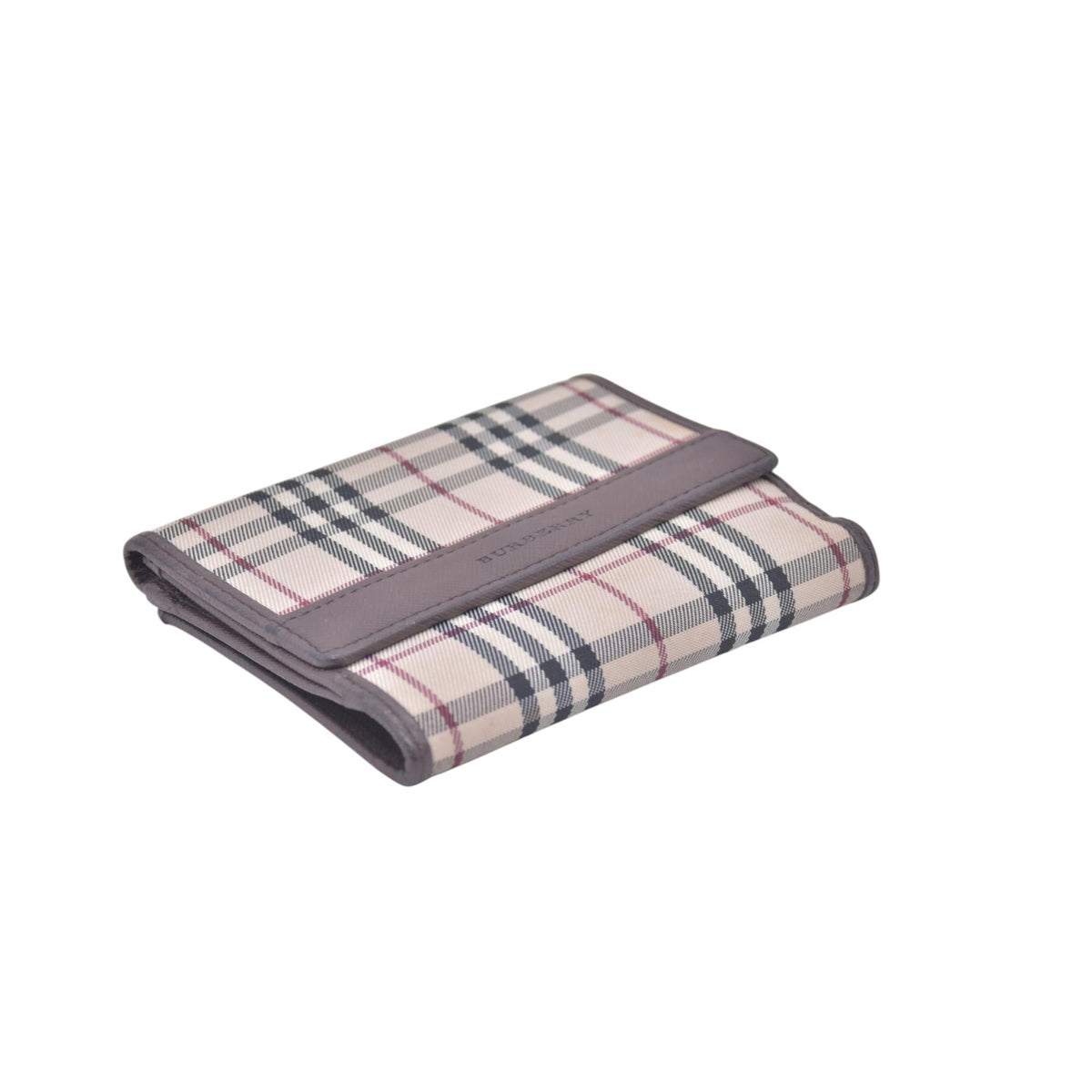 $395 Burberry House Check Medium Folding Wallet CONSIGNMENT 10021215