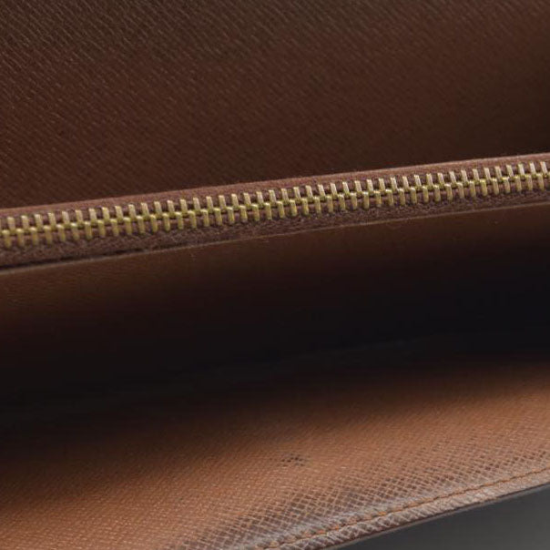 AUCTION $720 Louis Vuitton Monogram Portefeiulle Sarah Long Bifold Wallet Brown CA0934