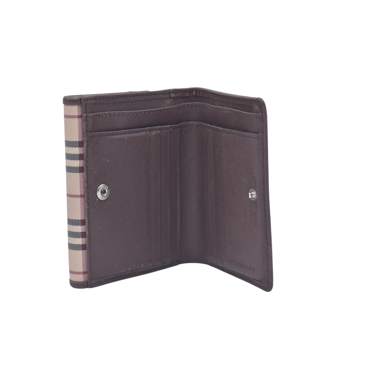 $395 Burberry House Check Medium Folding Wallet CONSIGNMENT 10021215
