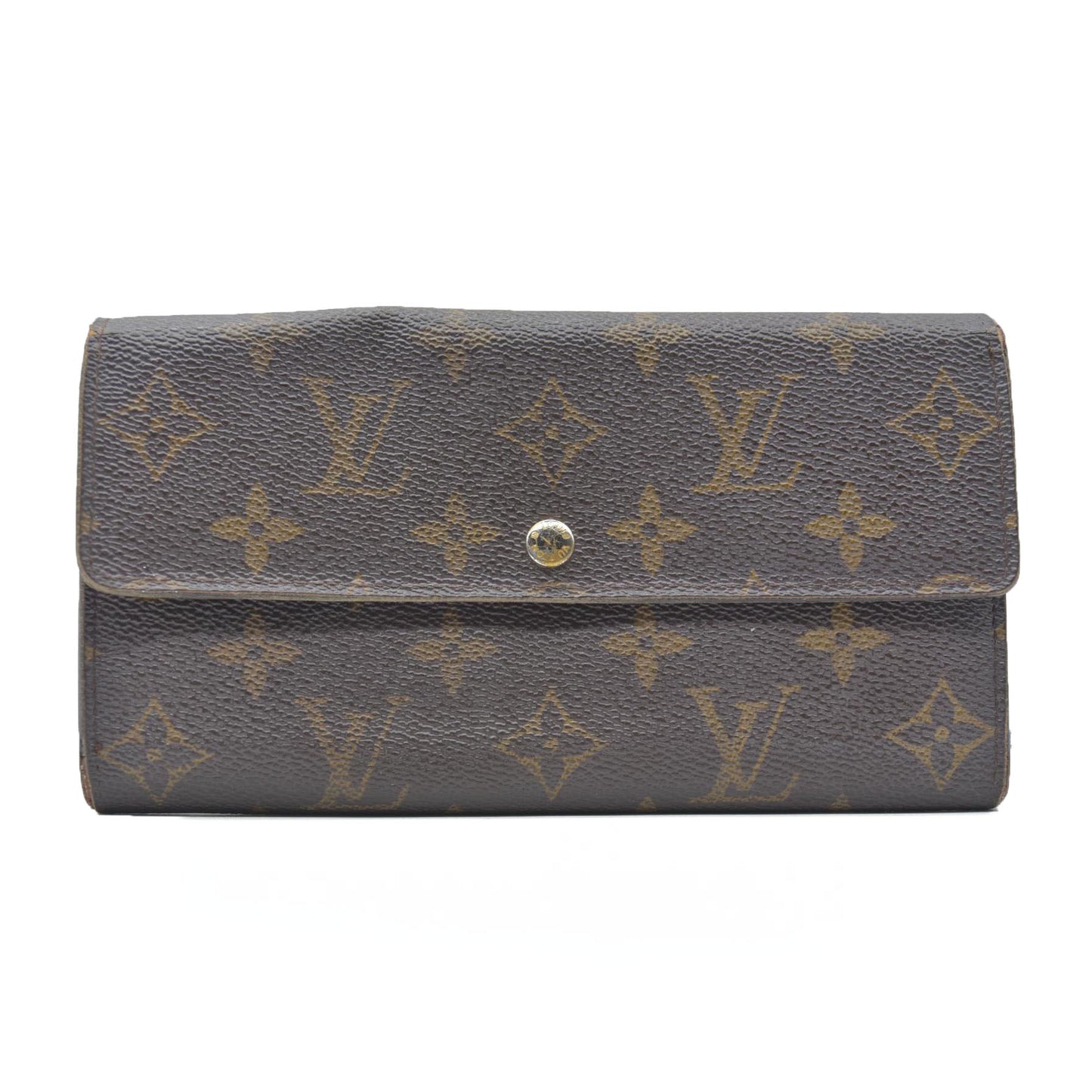 AUCTION $725 Louis Vuitton Monogram Portefeiulle Sarah Long Bifold Wallet Brown MI0096