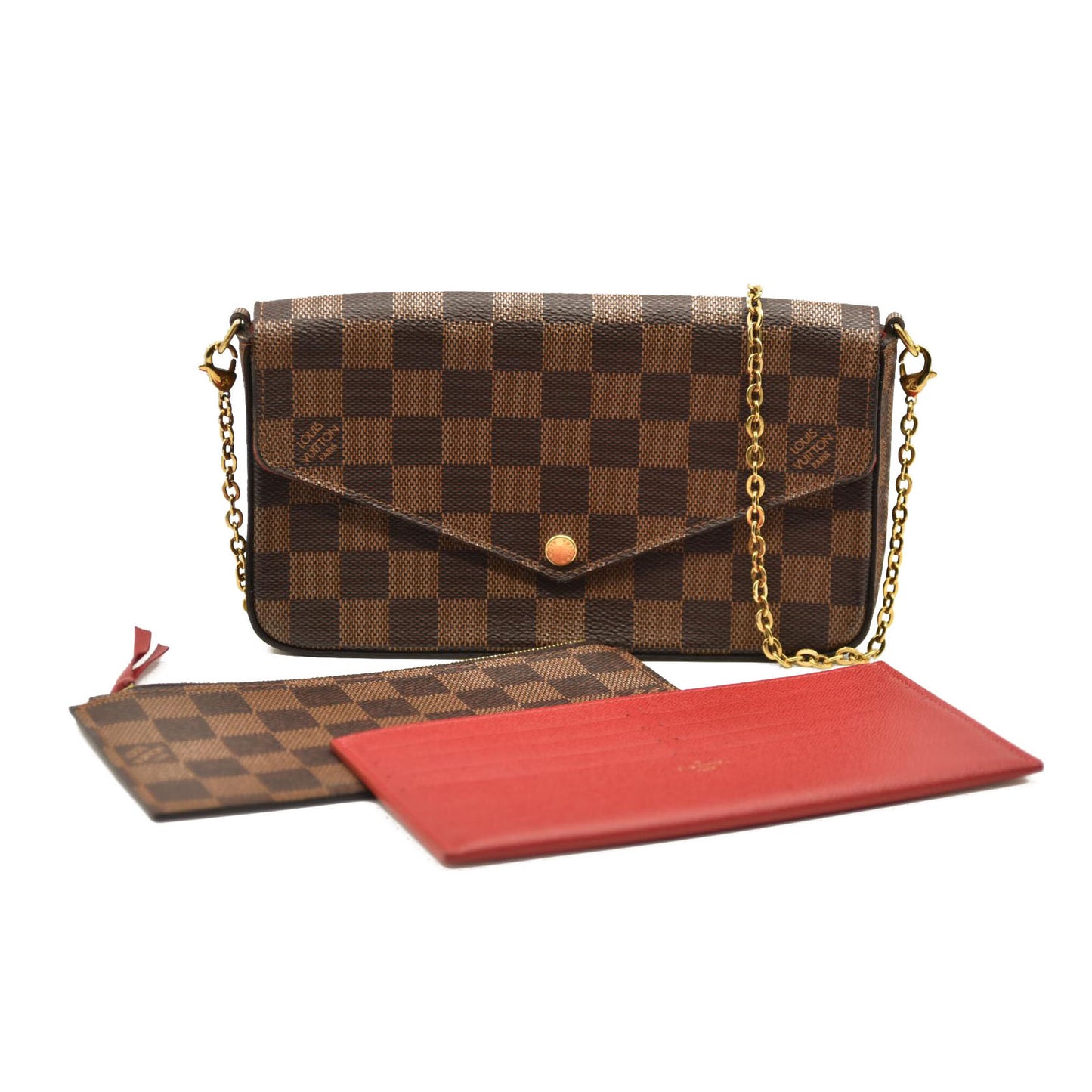 Louis Vuitton  Damier Ebene Pochette Felicie Chain Wallet