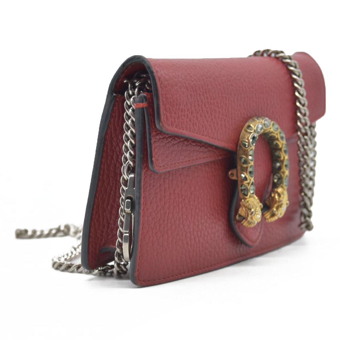 Gucci Dollar Calfskin Swarovski Crystal Small Dionysus Shoulder Bag Hibiscus Red