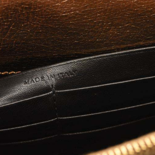 Saint Laurent Metallic Crackled Calfskin Kate Monogram Tassel Chain Wallet Gold