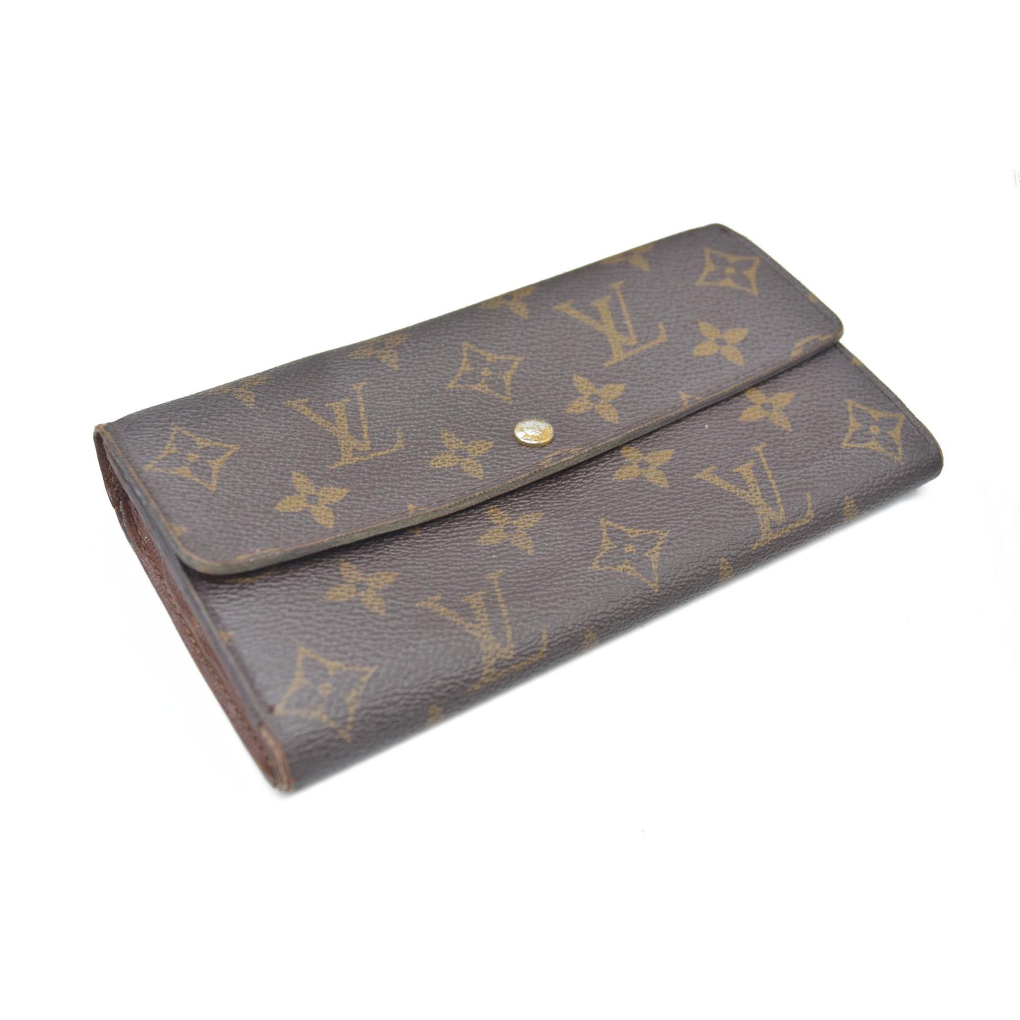 AUCTION $725 Louis Vuitton Monogram Portefeiulle Sarah Long Bifold Wallet Brown MI0096