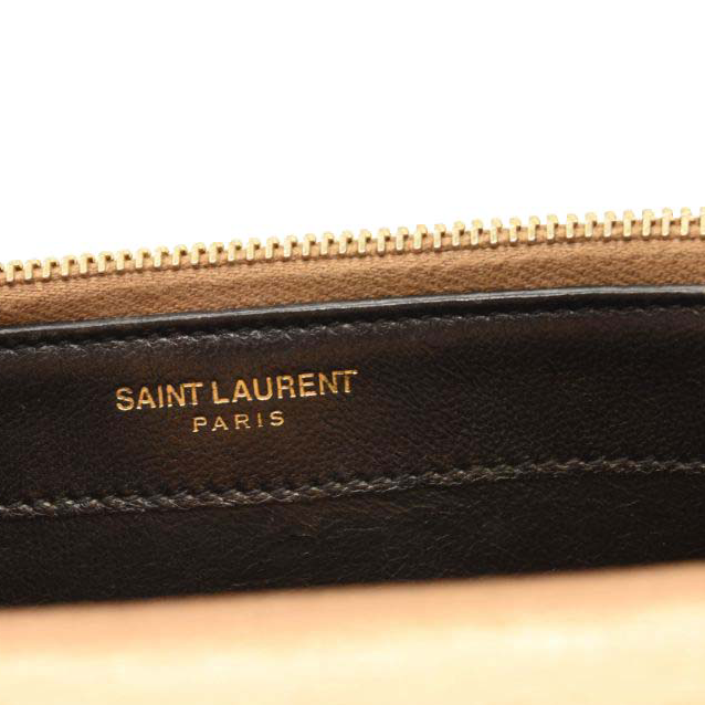 Saint Laurent Metallic Crackled Calfskin Kate Monogram Tassel Chain Wallet Gold