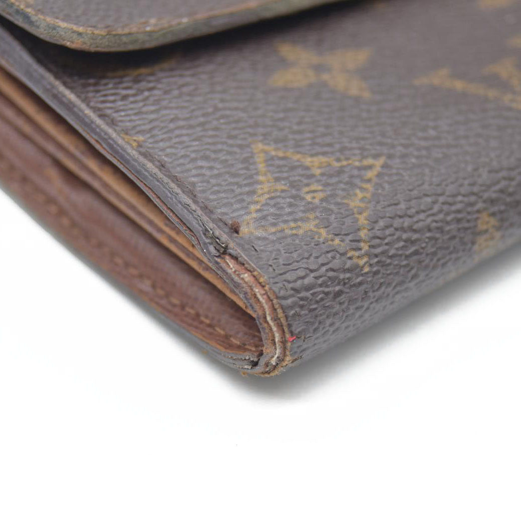 AUCTION $725 Louis Vuitton Monogram Portefeiulle Sarah Long Bifold Wallet Brown MI0096