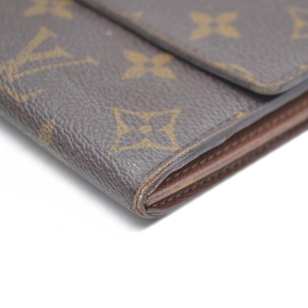 AUCTION $725 Louis Vuitton Monogram Portefeiulle Sarah Long Bifold Wallet Brown MI0096