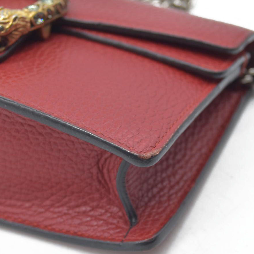 Gucci Dollar Calfskin Swarovski Crystal Small Dionysus Shoulder Bag Hibiscus Red