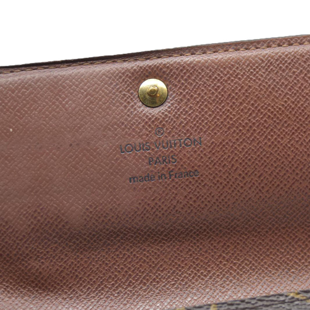 AUCTION $725 Louis Vuitton Monogram Portefeiulle Sarah Long Bifold Wallet Brown MI0096