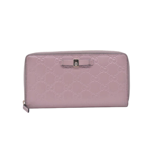 $730 Gucci Guccissima Bow Zip Around Wallet CONSIGNMENT 10021229