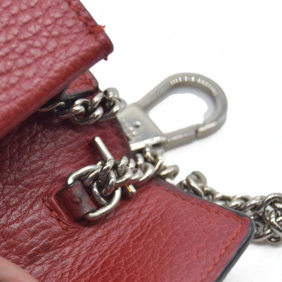 Gucci Dollar Calfskin Swarovski Crystal Small Dionysus Shoulder Bag Hibiscus Red