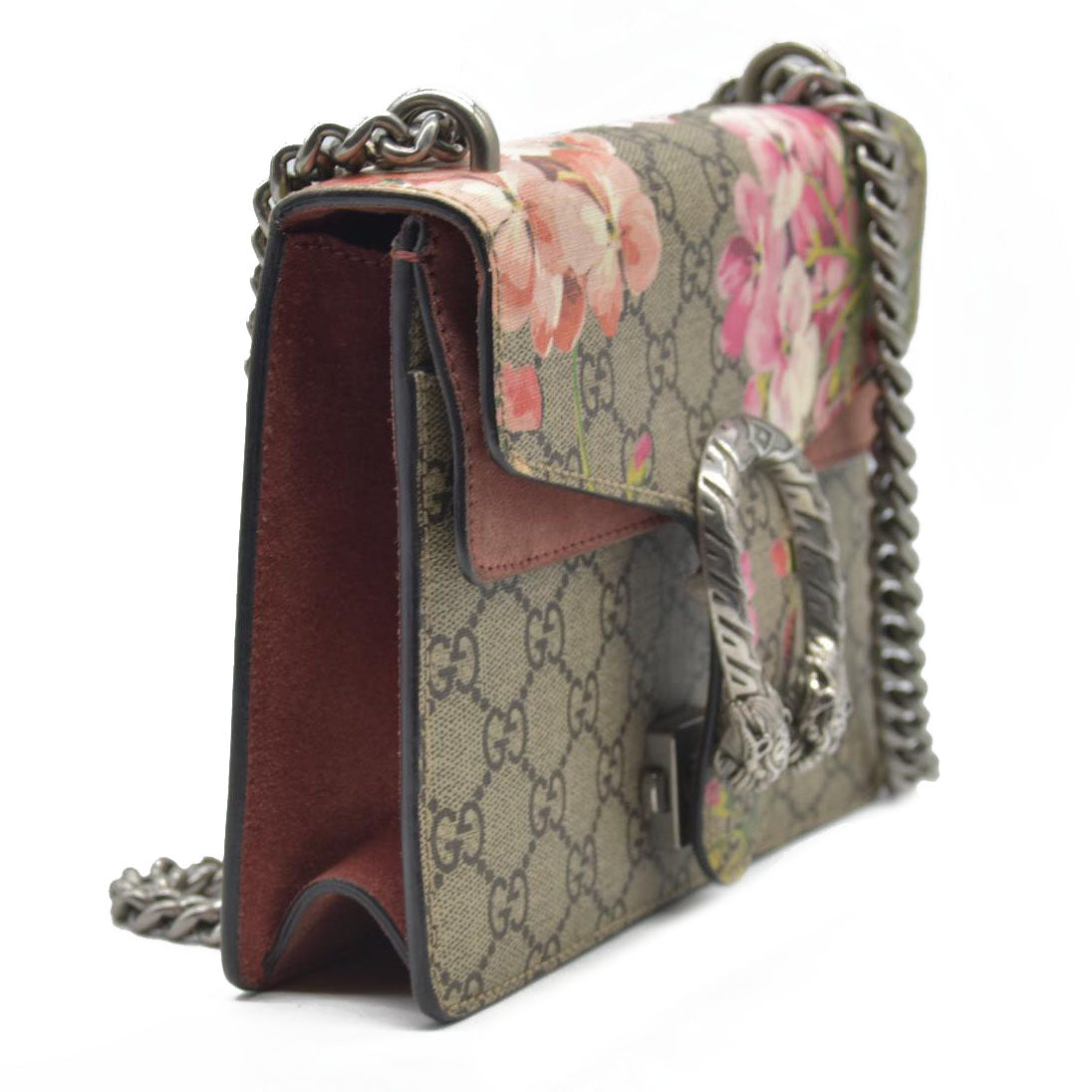 $1200 Gucci GG Supreme Monogram Blooms Mini Dionysus Shoulder Bag Beige Multicolor Dry Rose