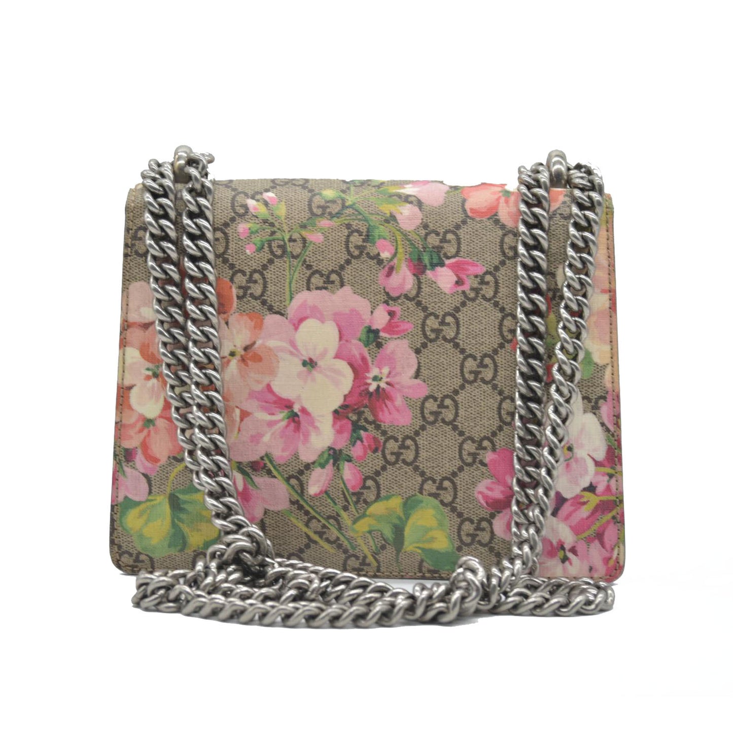 $1200 Gucci GG Supreme Monogram Blooms Mini Dionysus Shoulder Bag Beige Multicolor Dry Rose