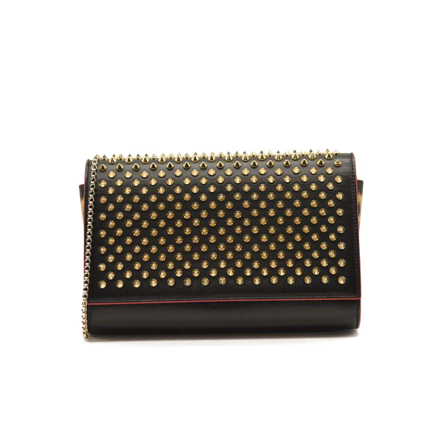 CHRISTIAN LOUBOUTIN  Paloma Studded Leather Chain Clutch Bag Black