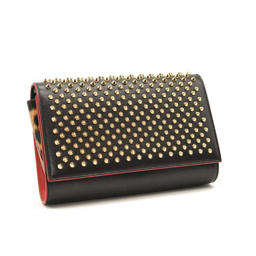 CHRISTIAN LOUBOUTIN  Paloma Studded Leather Chain Clutch Bag Black