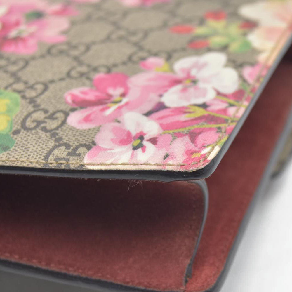 $1200 Gucci GG Supreme Monogram Blooms Mini Dionysus Shoulder Bag Beige Multicolor Dry Rose