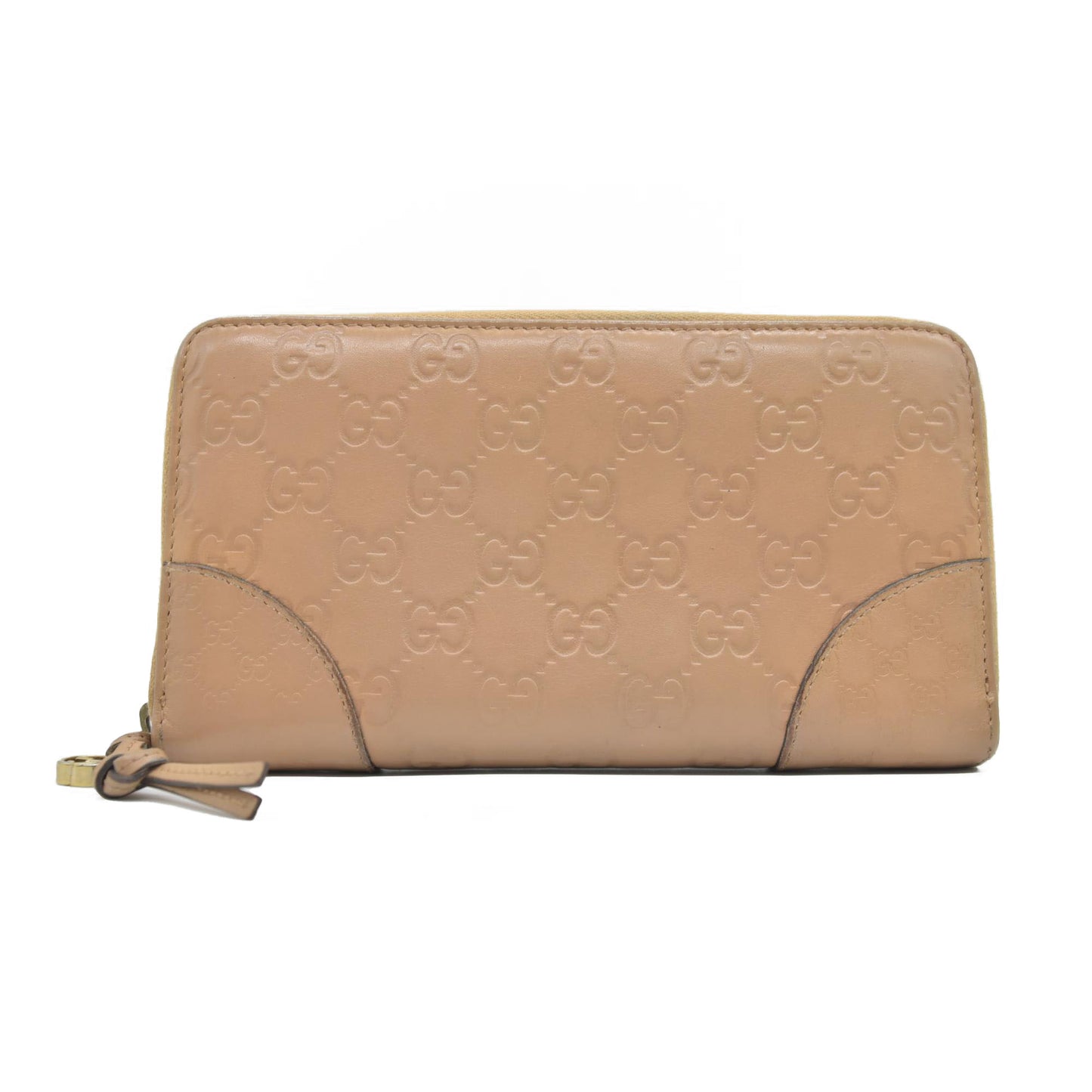 $820 Gucci Guccissima Signature Microguccissima Bree Zip Around Wallet Beige CONSIGNMENT