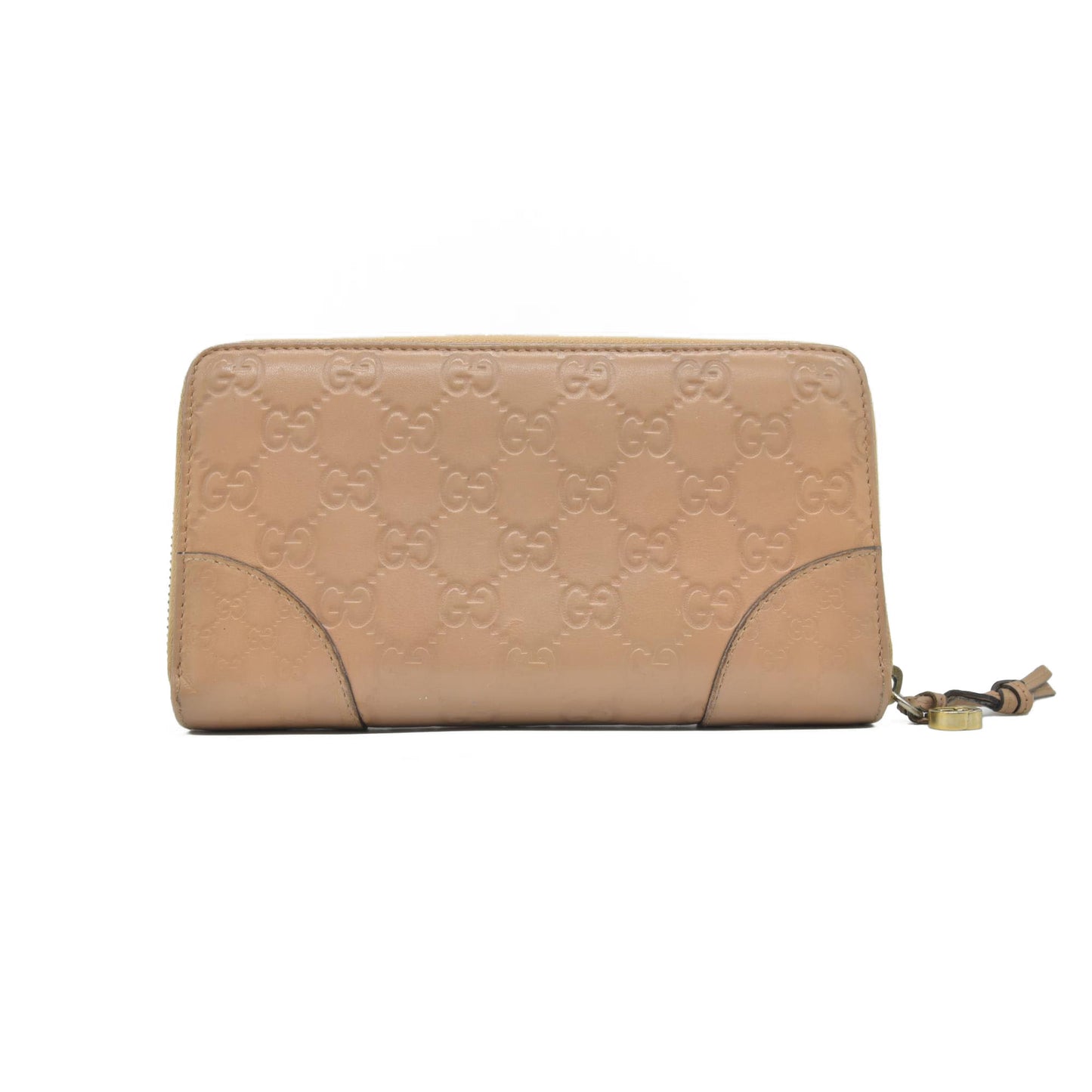 $820 Gucci Guccissima Signature Microguccissima Bree Zip Around Wallet Beige CONSIGNMENT