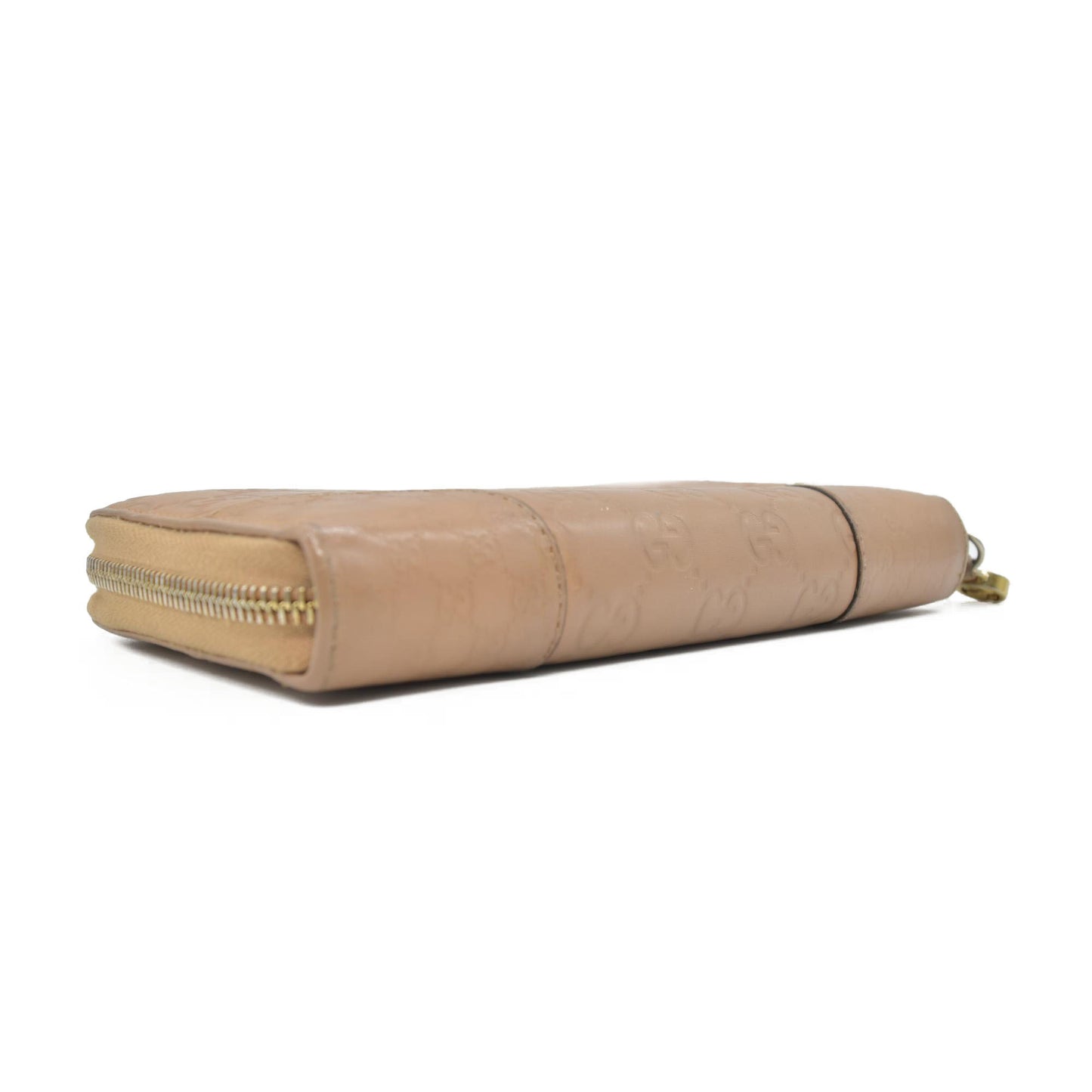 $820 Gucci Guccissima Signature Microguccissima Bree Zip Around Wallet Beige CONSIGNMENT