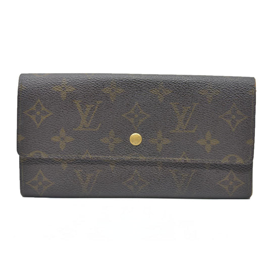 AUCTION $720 Louis Vuitton Monogram Portefeiulle Sarah Long Bifold Wallet Brown AN1921