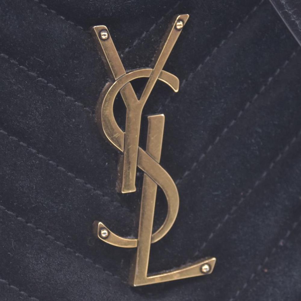 $1950 Saint Laurent Suede Matelasse Monogram Lou Camera Bag Black