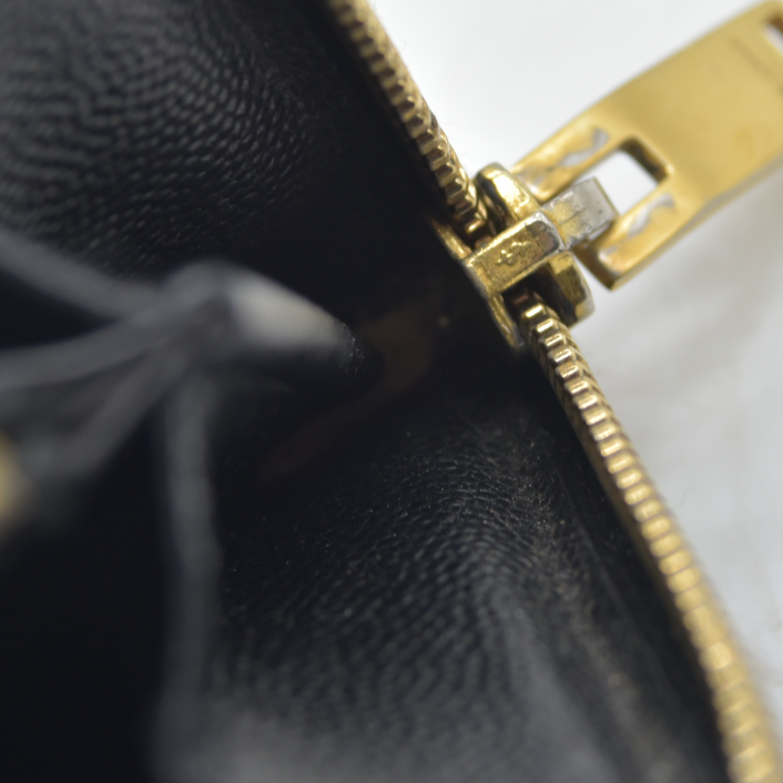 $950 Saint Laurent Grain De Poudre Matelasse Chevron Monogram Zip Around Wallet Black 2015