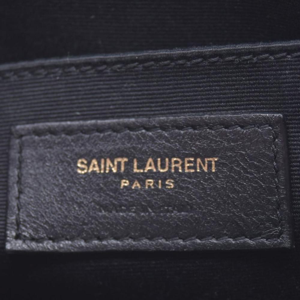 $1950 Saint Laurent Suede Matelasse Monogram Lou Camera Bag Black