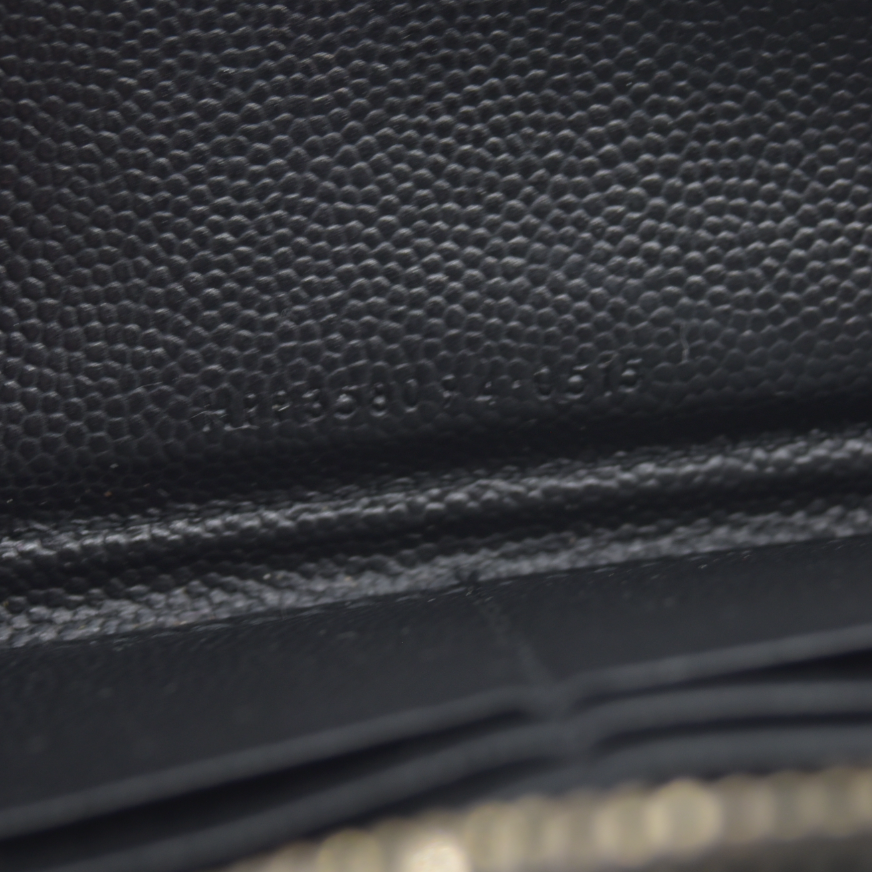 $950 Saint Laurent Grain De Poudre Matelasse Chevron Monogram Zip Around Wallet Black 2015