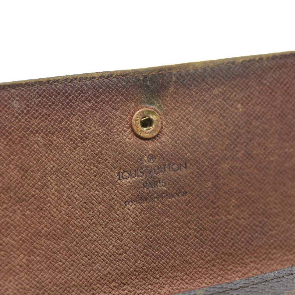 AUCTION $720 Louis Vuitton Monogram Portefeiulle Sarah Long Bifold Wallet Brown AN1921